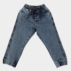 Boys Light Blue Jogger Fit Washed Jeans, मध्यम नीला, small