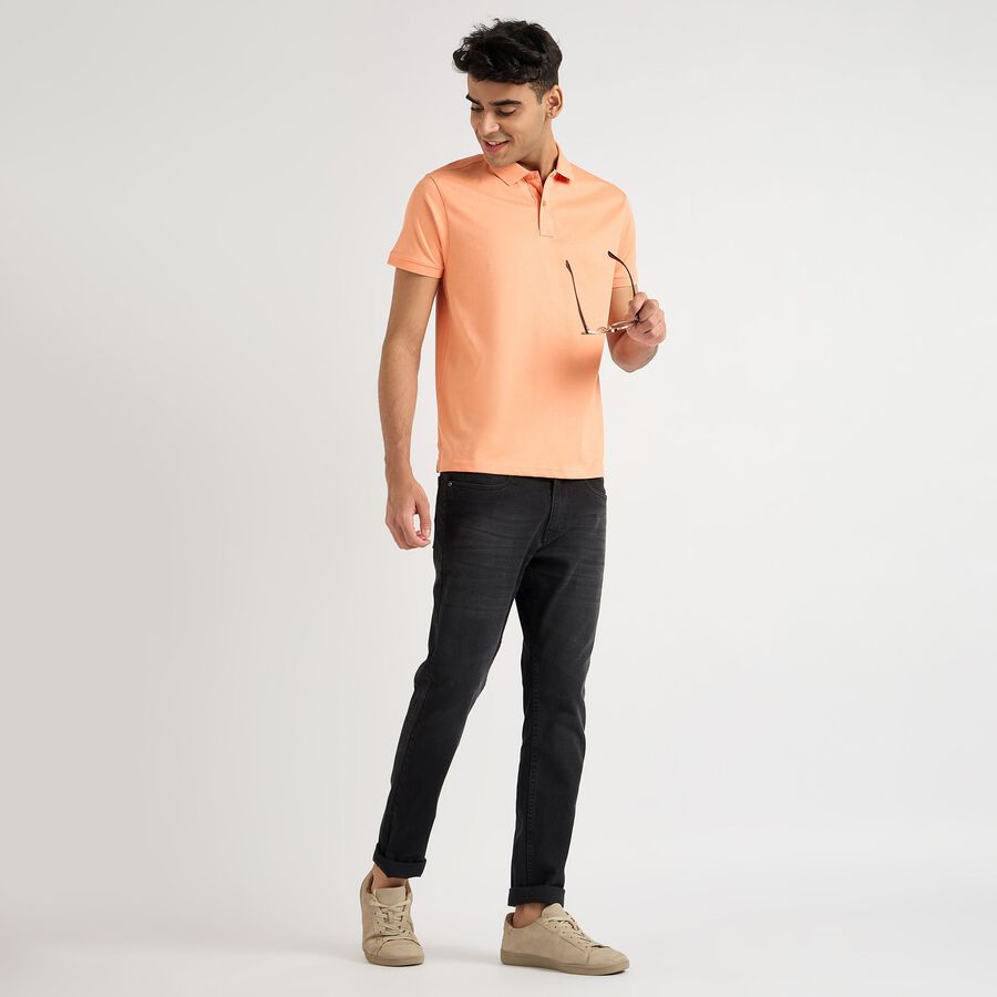 Men's 100% Cotton Collared Half Sleeves T-Shirt, पीच, large image number null