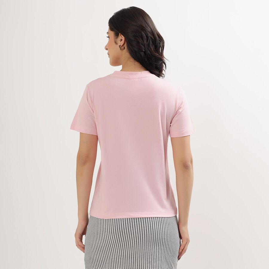 Ladies' Light Pink Round Neck Panda Print T-Shirt, Pink, large image number null