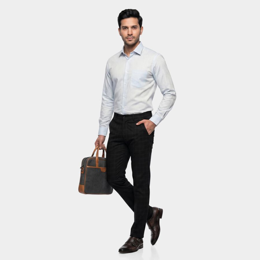 Men's Navy Blue Slim Fit Casual Trousers, नेवी ब्लू, large