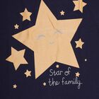 Girls' Deep Midnight Navy Blue Cotton Round Neck Casual T-Shirt, Navy Blue, small