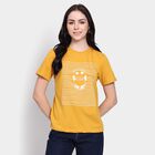 Ladies'  Stripes Round Neck T-Shirt, Mustard, small