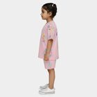 Girls' Pink Cotton Crew Neck Casual Top and Shorts Set, गुलाबी, small
