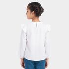 Girls' White Round Neck Regular Top, सफ़ेद, small
