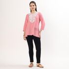 Women's Light Pink Round Neck Embroidered Kurti, Purple, small image number null