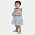 Infants' Light Blue Cotton Lace Neck Tiered Frock, हल्का नीला, small image number null