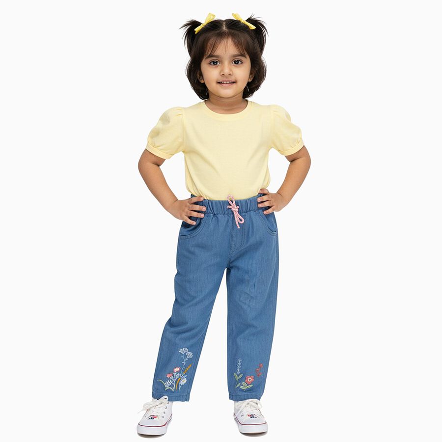 Girls' Jeans, मध्यम नीला, large image number null