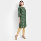Printed Straight Kurta, Dark Green, small image number null