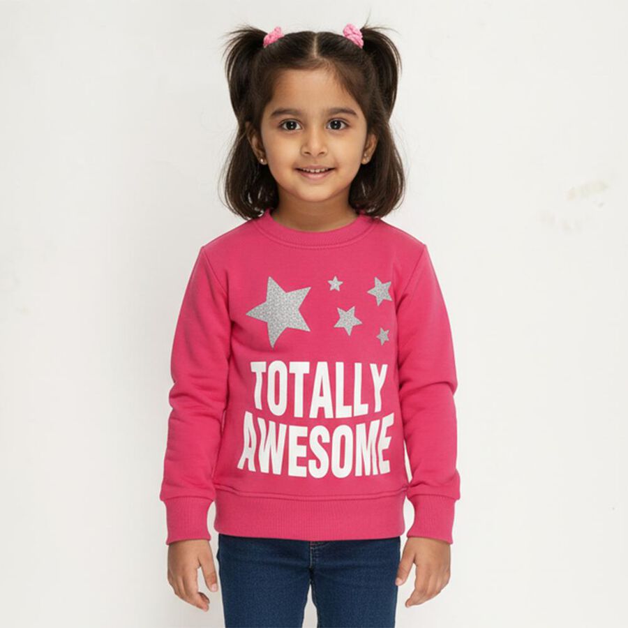 Girls' Sweatshirt, रानी (फ्यूशिया), large image number null