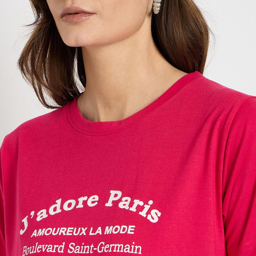 Ladies' Round Neck T-Shirt , Fuchsia, large image number null