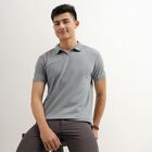 Men's Muted Slate Grey Polo Neck Tee Shirt, Dark Grey, small image number null