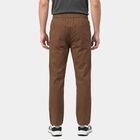 Men's Brown Slim Fit Drawstring Chino Trousers, Brown, small