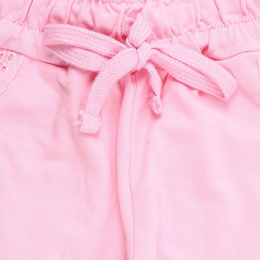 Girls' Soft Pink Lace Detailed Cotton Pyjama, गुलाबी, large image number null