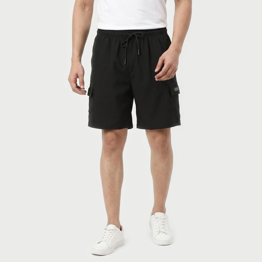 Men's Black Regular Fit Cargo Bermuda Shorts, Black, large