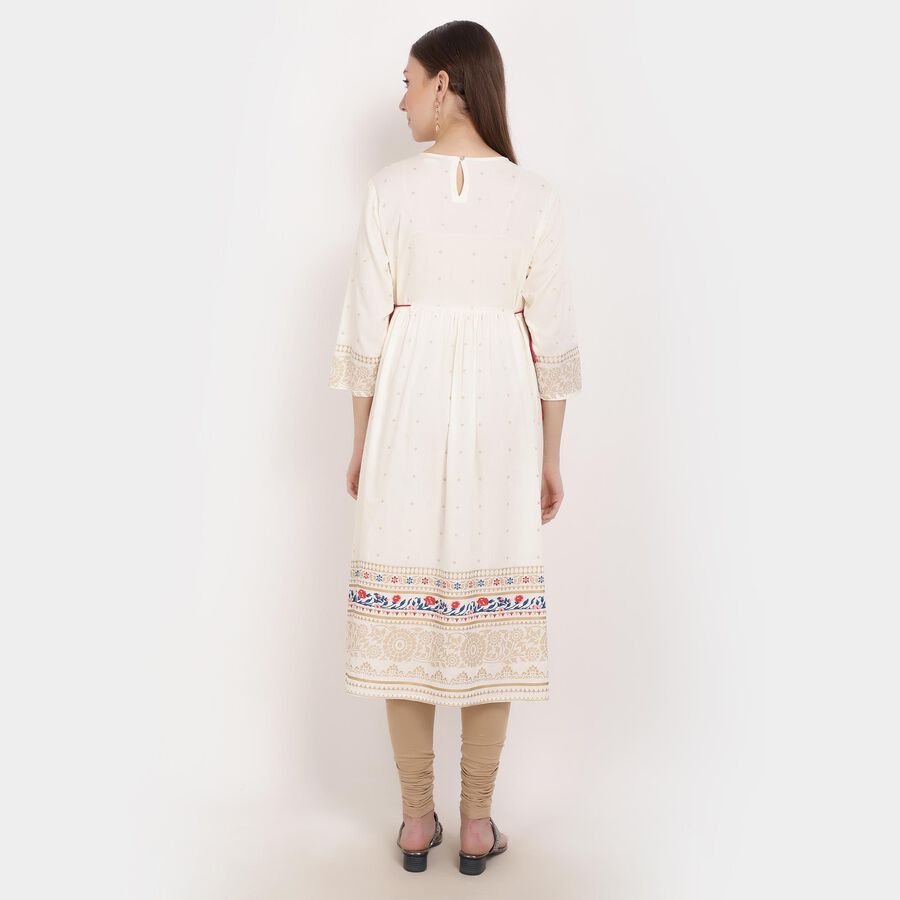 Embroidered Empire Line Kurta, Beige, large image number null