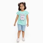 Girls Light Mint Green Cotton Round Neck Casual T-Shirt, हल्का हरा, small image number null
