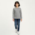 Girls Light Grey Round Neck Thermal Upper, Light Grey, small image number null