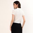 Women's White Polo Neck Preppy Polo T-Shirt, सफ़ेद, small