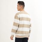 Men's Muted Beige and White Crew Neck Casual Sweatshirt, गहरा पीला, small image number null
