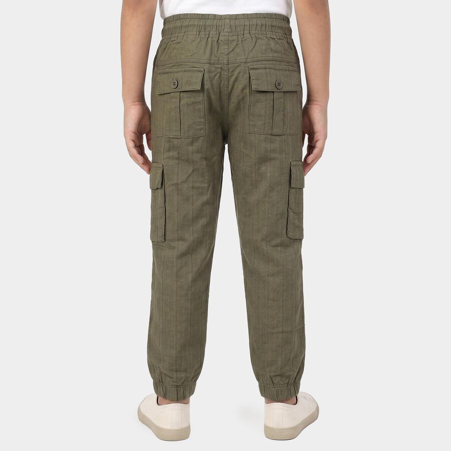 Boys' Olive Green Regular Fit Cargo Trousers, Olive, large