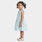 Girls' Light Blue Floral Printed Fit and Flare Frock, हल्का नीला, small