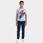 Boys Blue Cotton Round Neck Casual T-Shirt, Light Blue, small