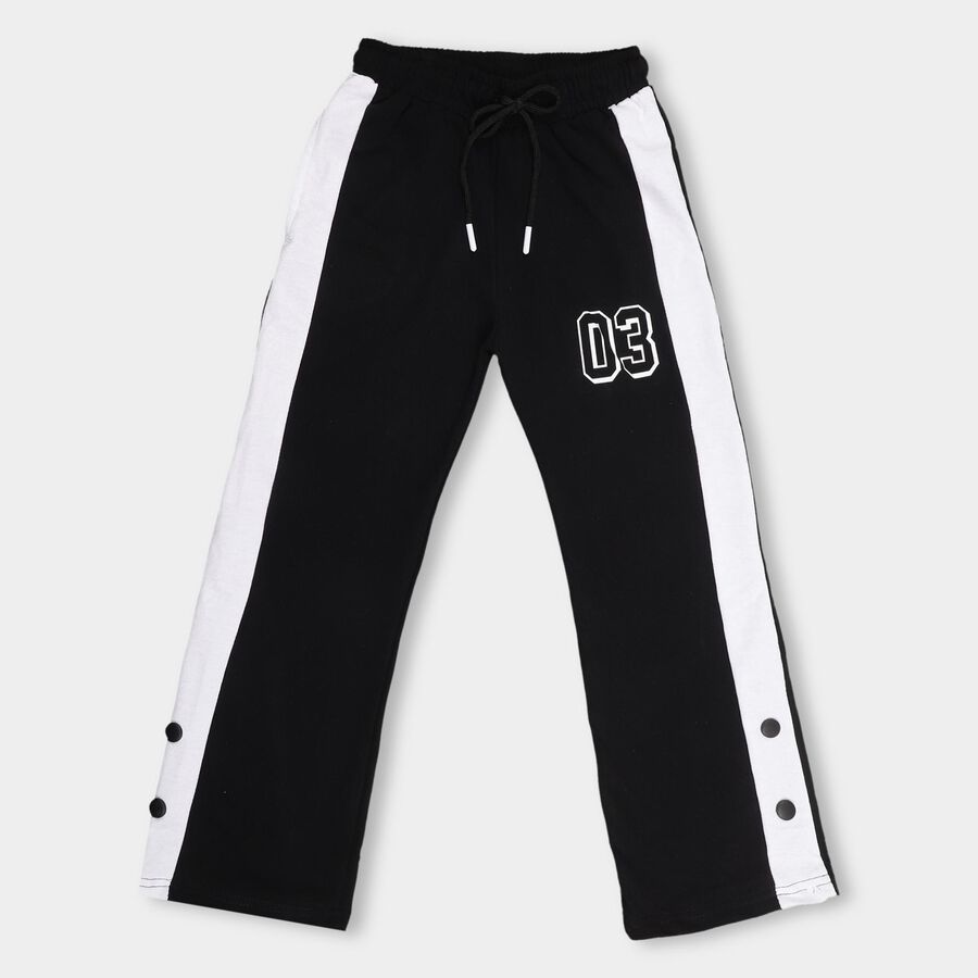 Boys' Black And White Regular Fit Contrast Panel Pyjama, Black, large image number null