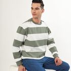 Men's Muted Olive Green Crew Neck Casual Sweatshirt, ओलिव, small image number null