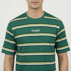 Men's Green Round Neck Casual T-Shirt, Dark Green, small