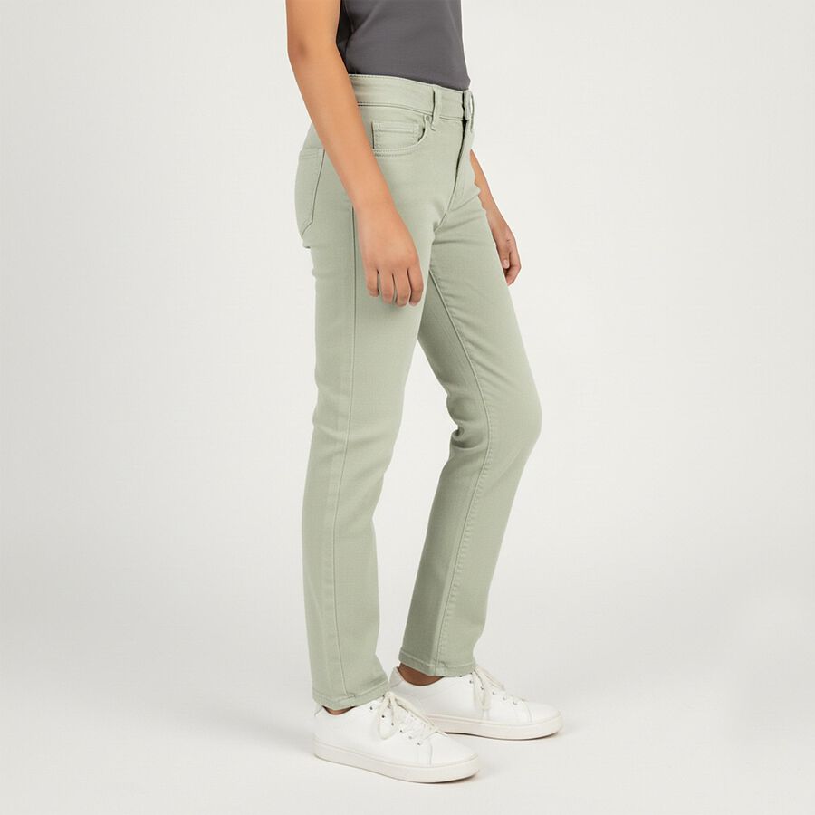 Girls' Light Sage Green Straight Fit Jeans, Light Green, large image number null