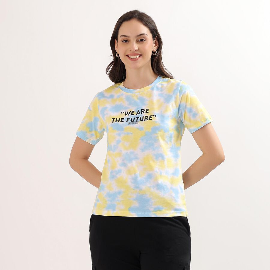 Ladies' 100% Cotton Round Neck T-Shirt, Off White, large image number null