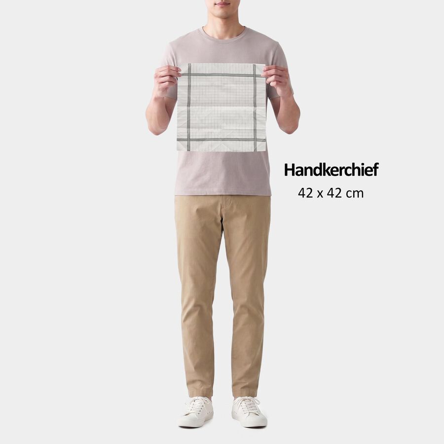 Men's Light Grey Checked Pack of 3 Handkerchief, हल्का ग्रे, large