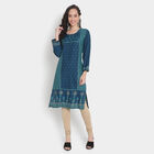 3/4th Sleeves Straight Kurta, Teal Blue, small image number null