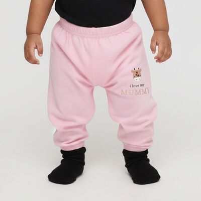 Infants Soft Pink Elastic Waist Printed Cotton Pyjama