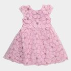 Girls' Light Pink Regular Fit Floral Printed Frock, हल्का गुलाबी, small