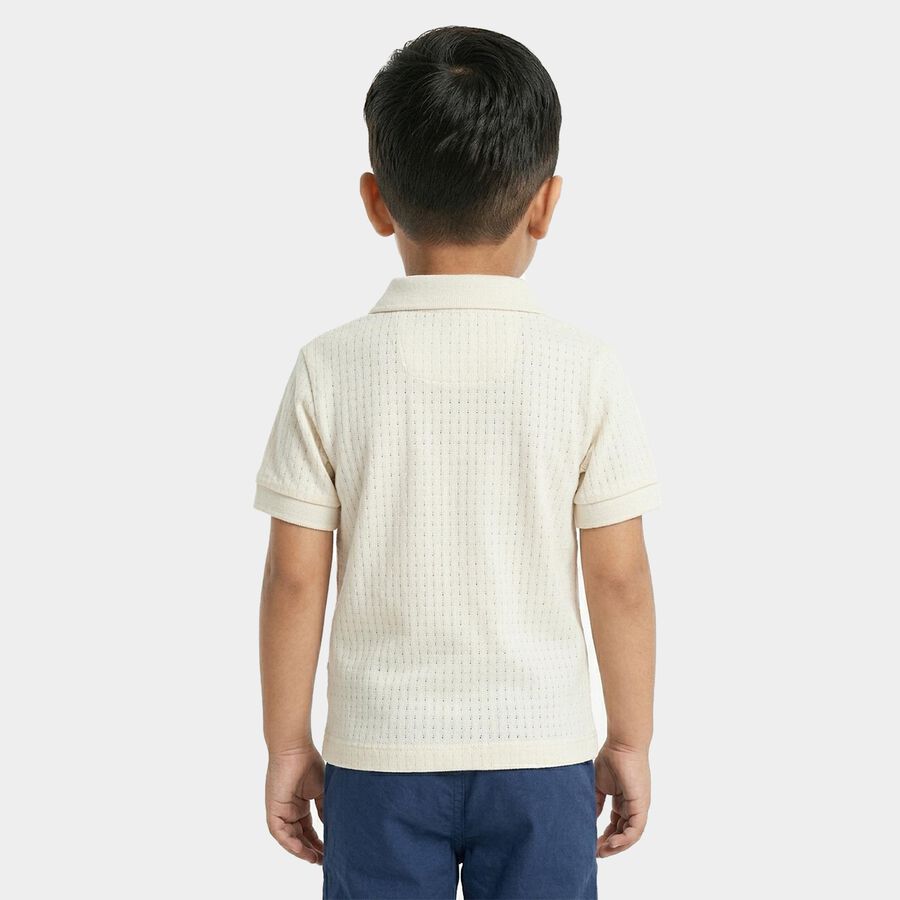 Boys Off-White Polo Neck Casual T-Shirt, Off White, large