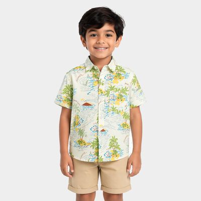 Boys Light Blue Cotton Collared Casual Shirt