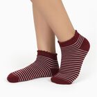 Girls' Deep Burgundy and Cream Ankle Length Striped and Floral Socks Pack of 2, मरून, small