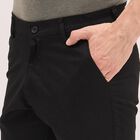 Men's Cross Pocket Slim Fit Casual Trousers , काला, small image number null