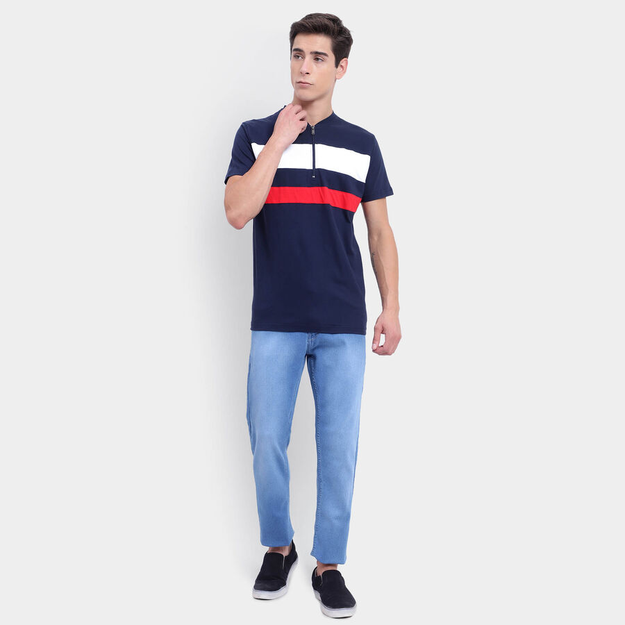 Stripes Henley T-Shirt, Navy Blue, large image number null