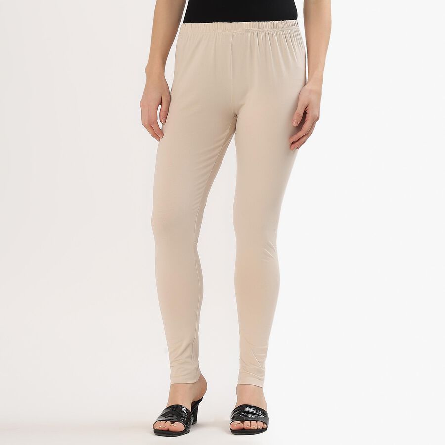 Women's Beige Cotton Blend Stretchable Churidar, Beige, large