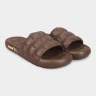 Men's Warm Chocolate Brown Slip-On Slippers, Brown, small
