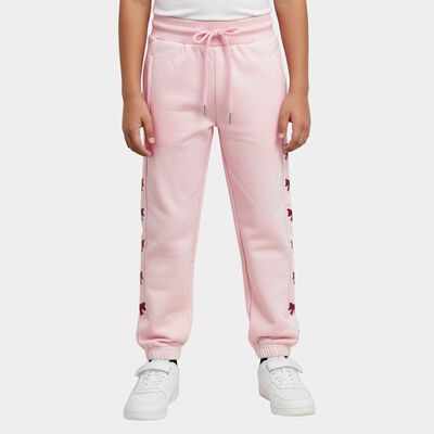 Girls' Soft Pink Glitter Bow Elastic Waist Winter Pyjama