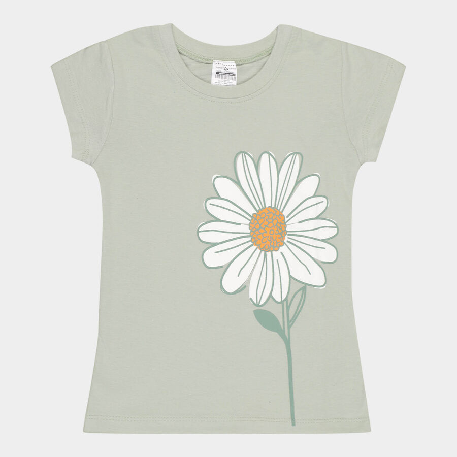 Girls Cotton T-Shirt, Light Green, large image number null