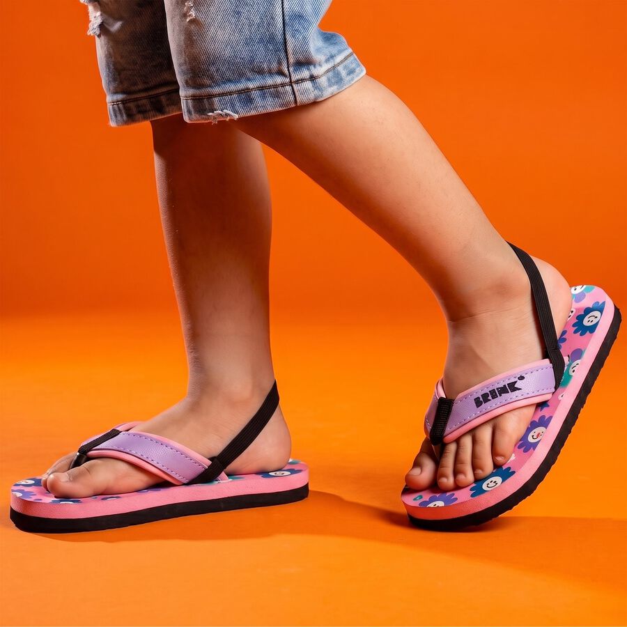 Girls Pink Flip-Flops Slippers, गुलाबी, large