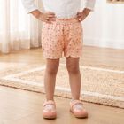 Girls Peach Regular Fit Floral Printed Bloomer, पीच, small