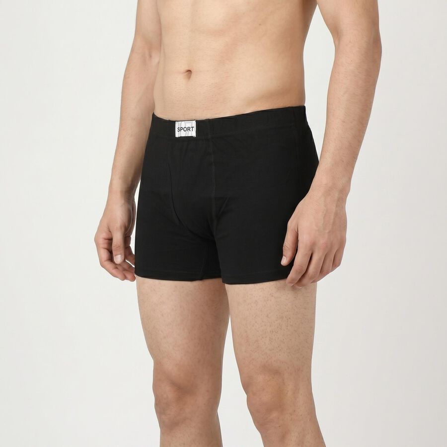 Men's Black Regular Fit Solid Trunks, काला, large