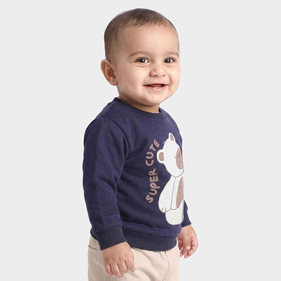 Infants' Navy Blue Round Neck Pullover Sweatshirt, Navy Blue, large