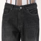 Men's Charcoal Black Straight Fit Stone-Wash Jeans, Dark Grey, small image number null