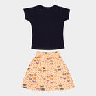 Girls Cotton Skirt Top Set, Navy Blue, small image number null